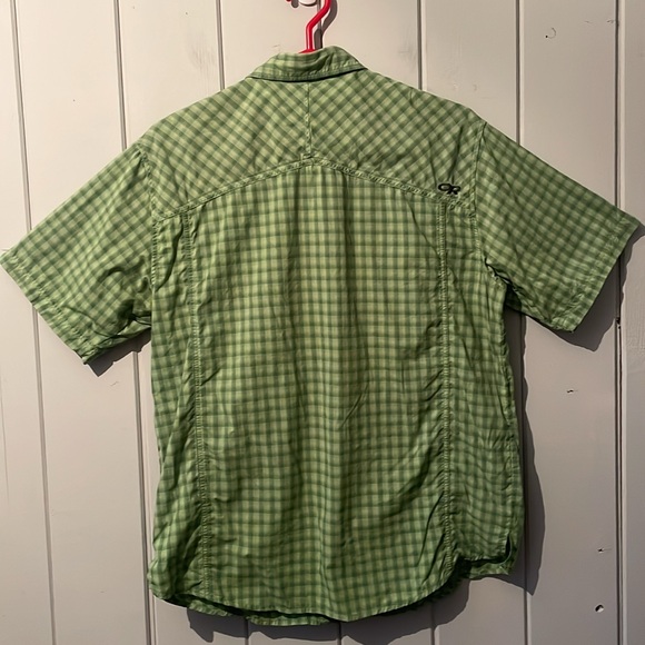 Outdoor Research Short Sleeve Nylon Shirt Snap Buttons Men’s Sz Med Green Plaid - Picture 5 of 11